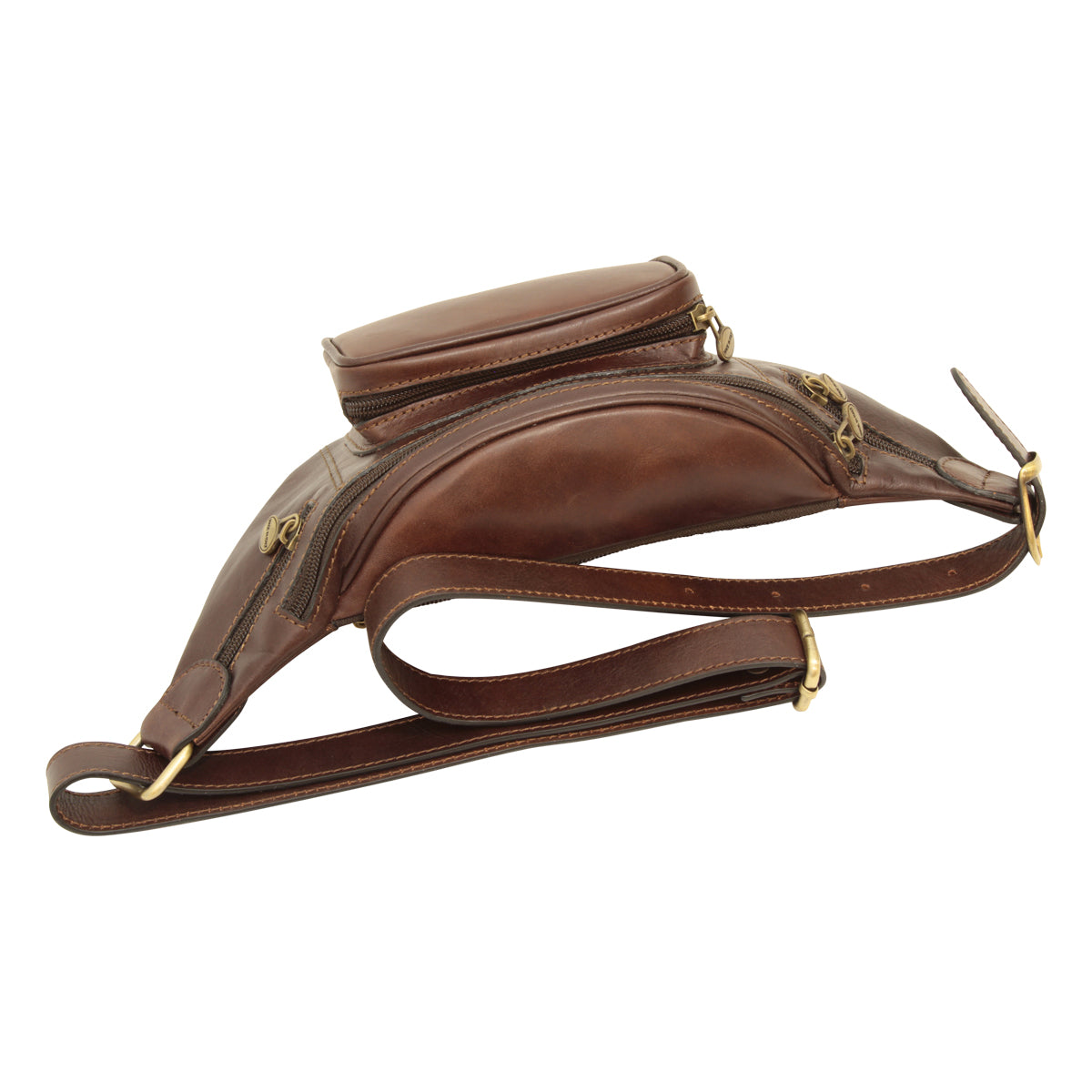 Handmade Leather Belt Bag in Italian Leather - Dark Brown