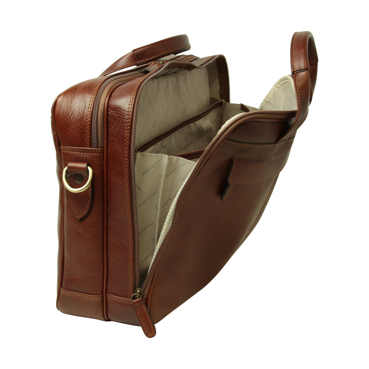 Esclusiva II Leather Laptop Briefcase - Brown