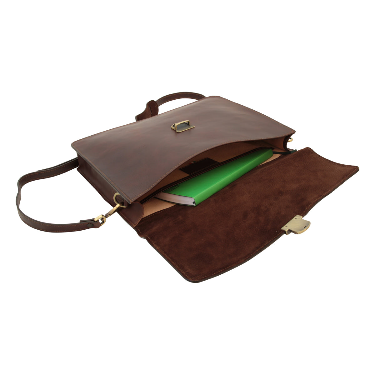 Business leather briefcase dark brown