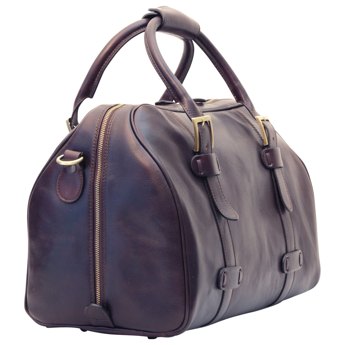 Cowhide leather duffel bag - Dark Brown
