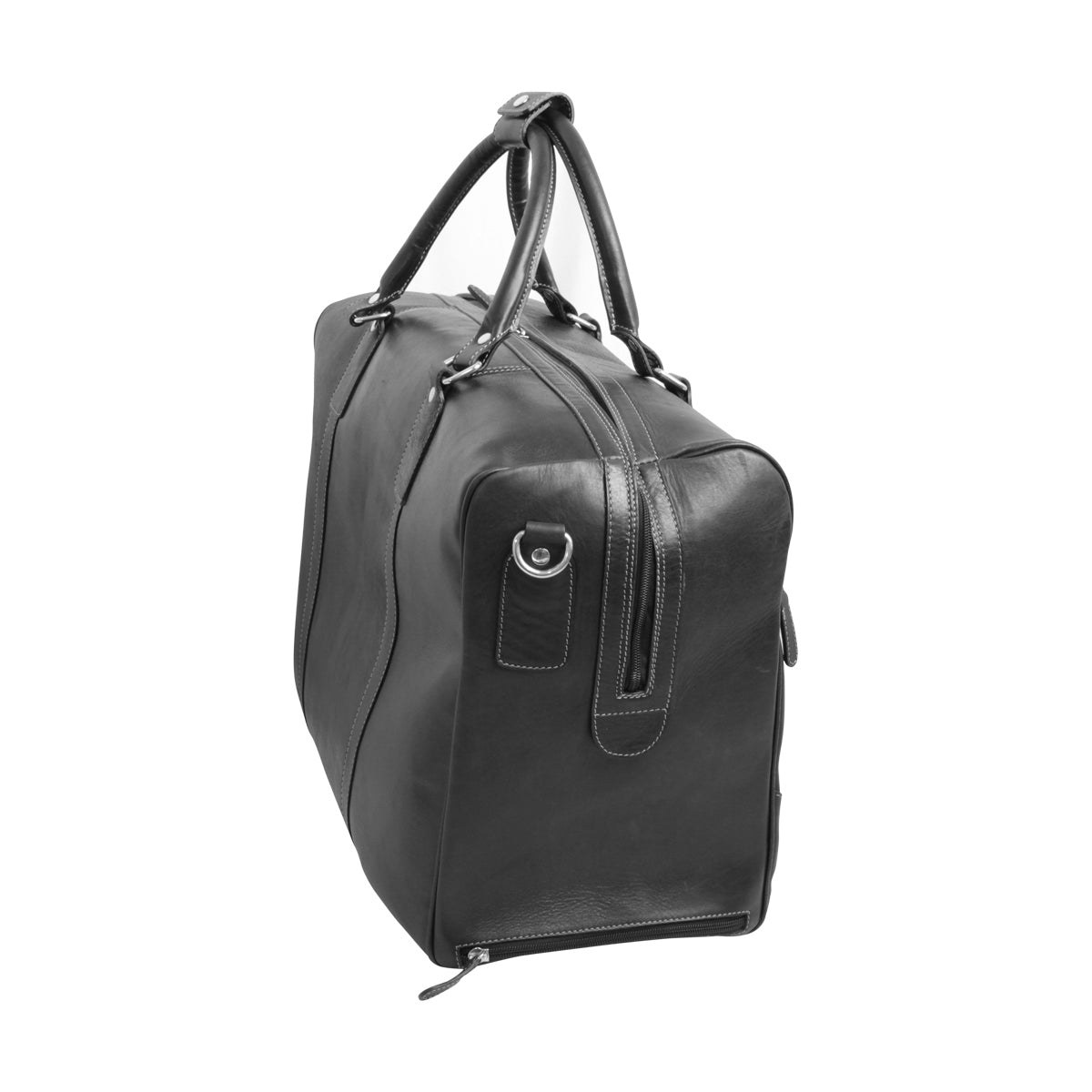 Oiled Calfskin Leather Duffel Bag - Black