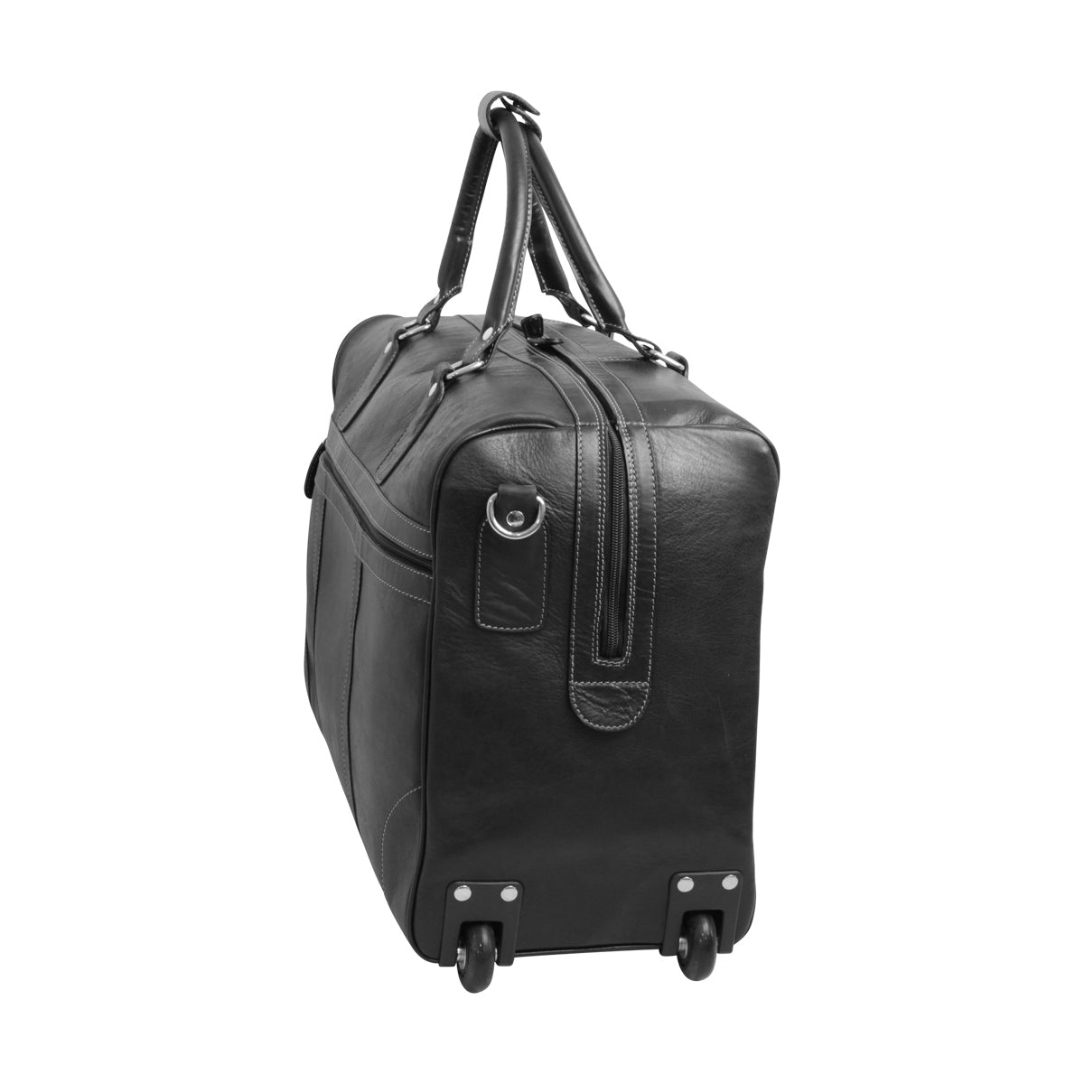 Oiled Calfskin Leather Duffel Bag - Black