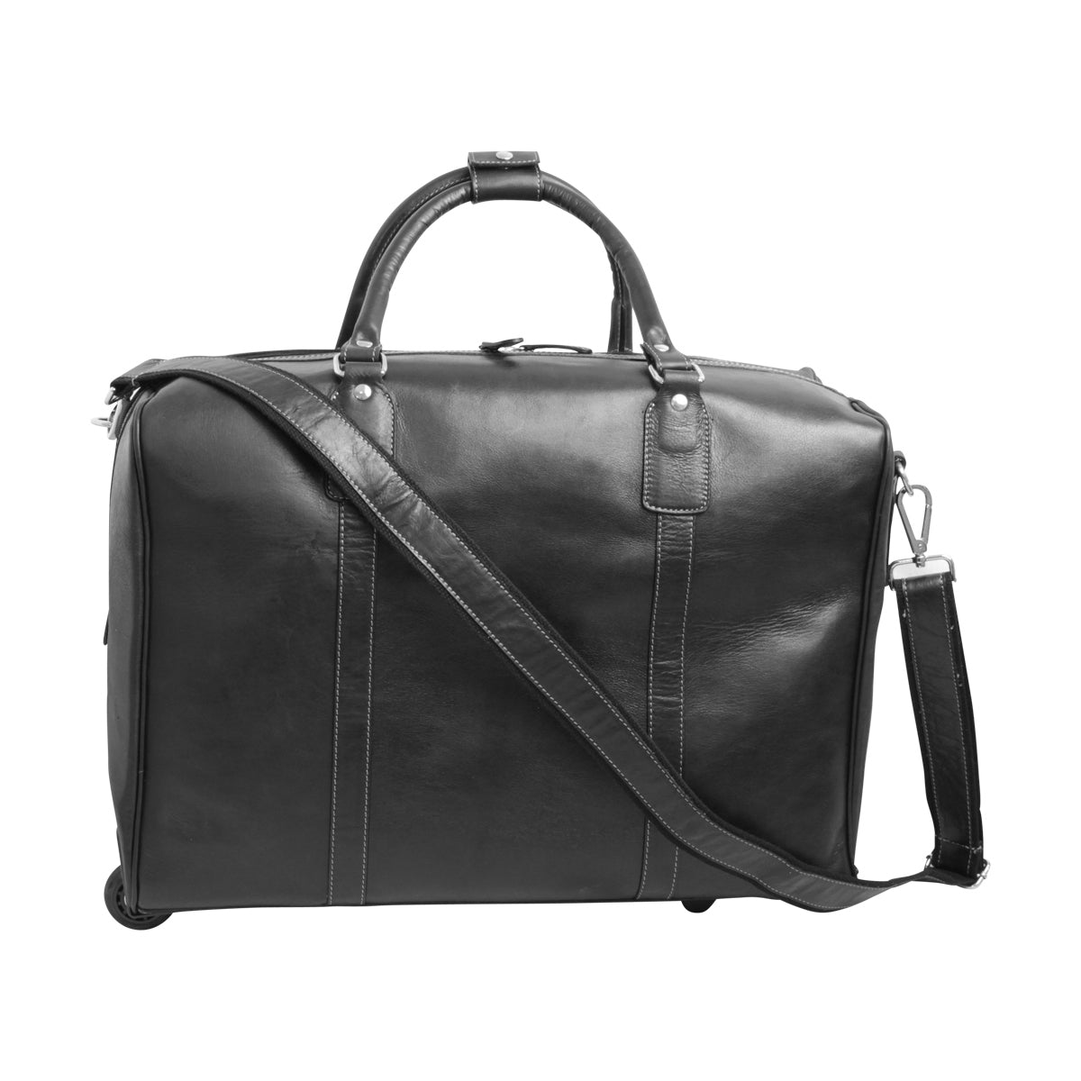 Oiled Calfskin Leather Duffel Bag - Black