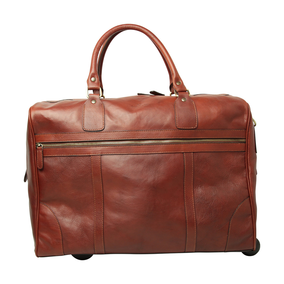 BUFFALO LEATHER DUFFLE BAG-Mahogany Brown