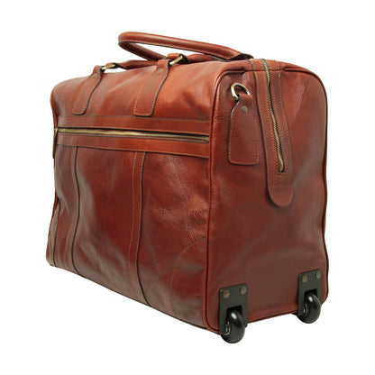 BUFFALO LEATHER DUFFLE BAG-Mahogany Brown