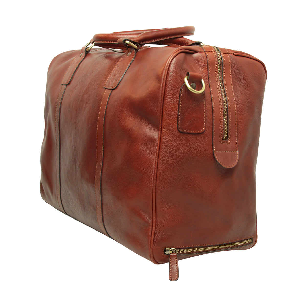 BUFFALO LEATHER DUFFLE BAG-Mahogany Brown