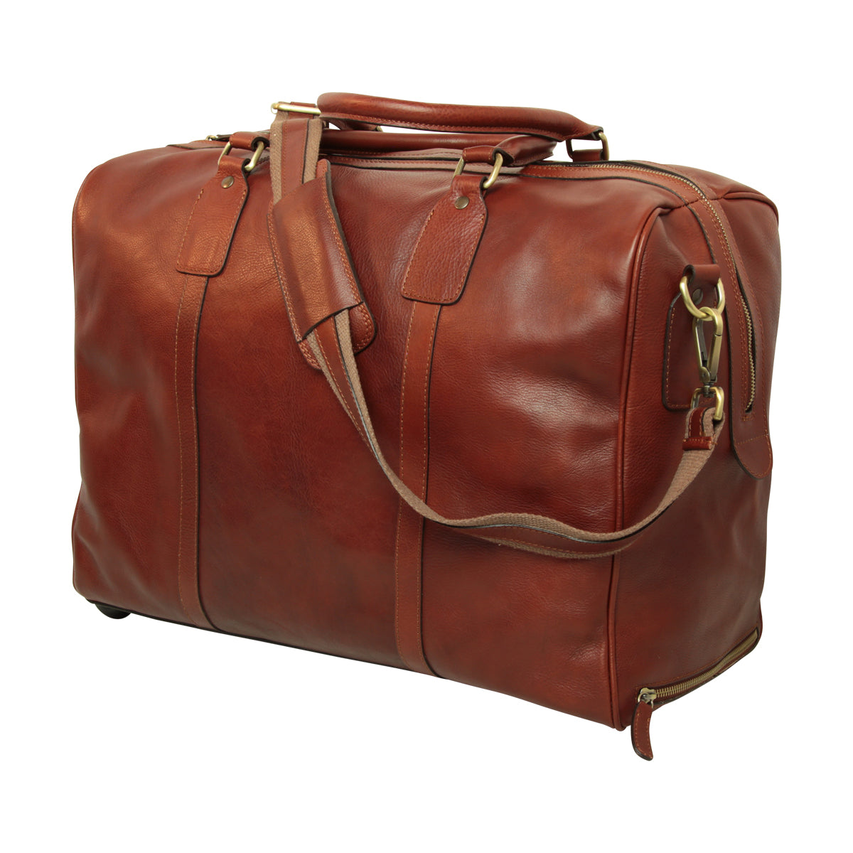 BUFFALO LEATHER DUFFLE BAG-Mahogany Brown