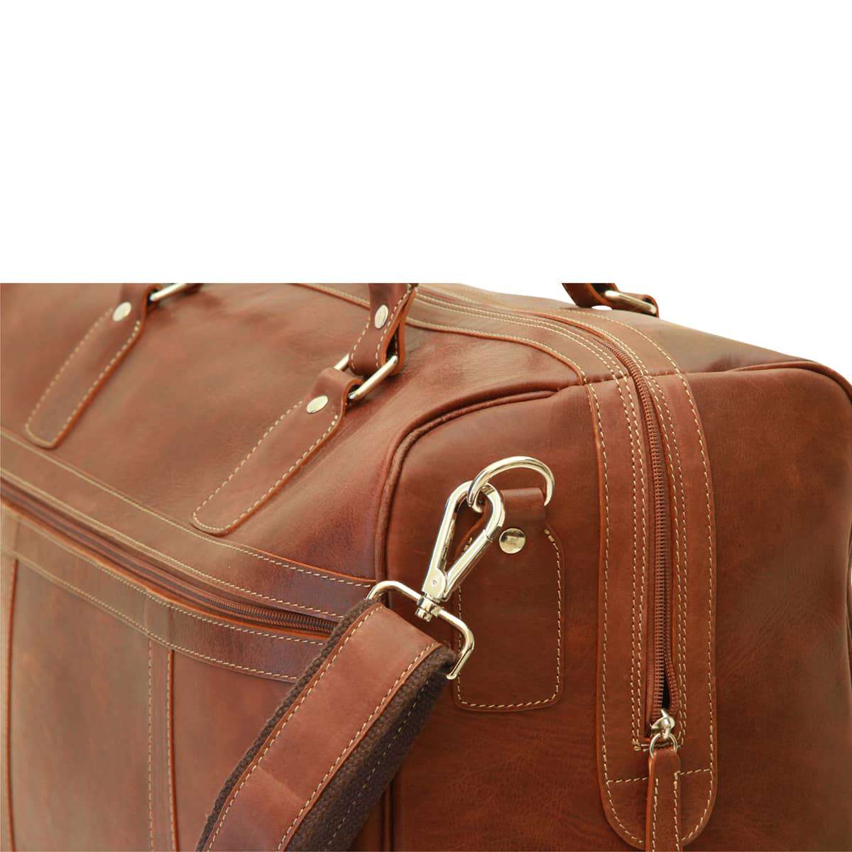 Oiled Calfskin leather duffel bag - Chestnut