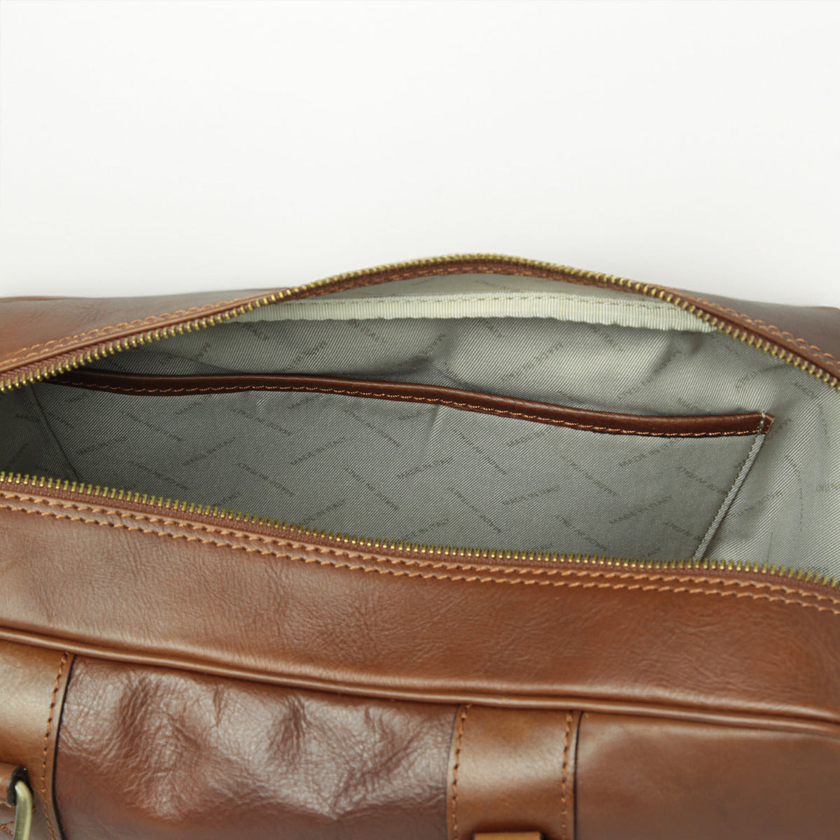 Soft Calfskin Leather Briefcase - chestnut