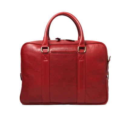 Soft calfskin leather briefcase - red