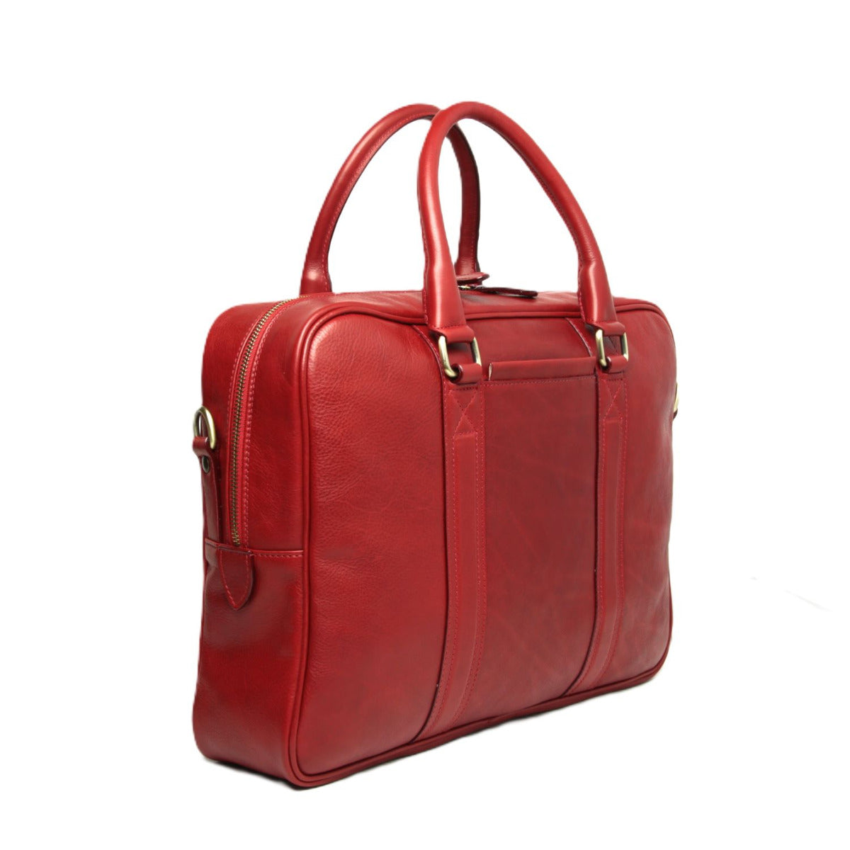 Soft calfskin leather briefcase - red