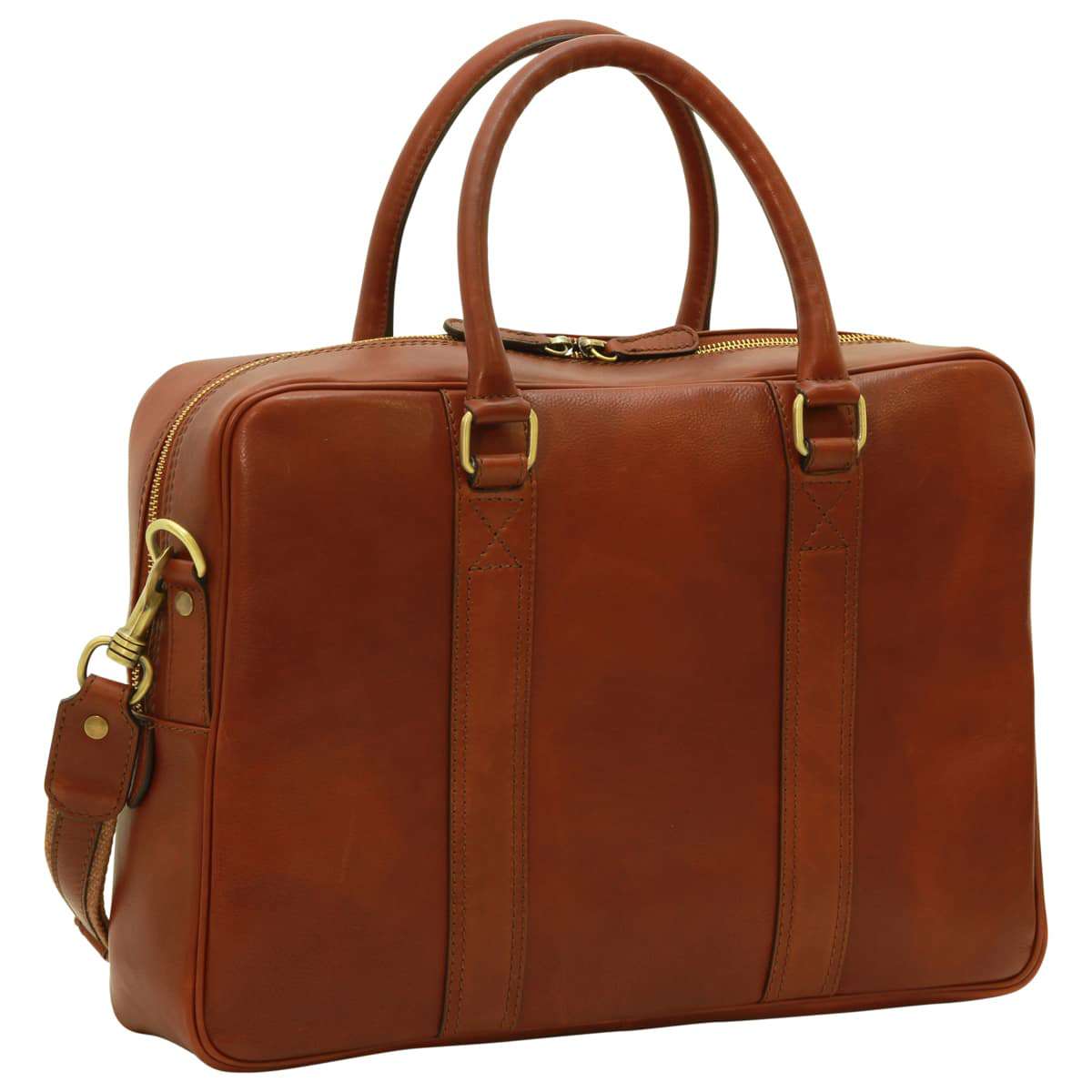 Soft Calfskin Leather Briefcase - Mahogany Brown