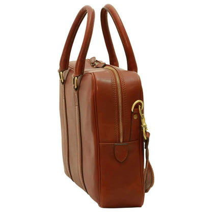Soft Calfskin Leather Briefcase - Mahogany Brown