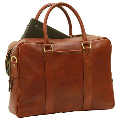 Soft Calfskin Leather Briefcase - Mahogany Brown