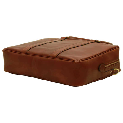 Soft Calfskin Leather Briefcase - Mahogany Brown
