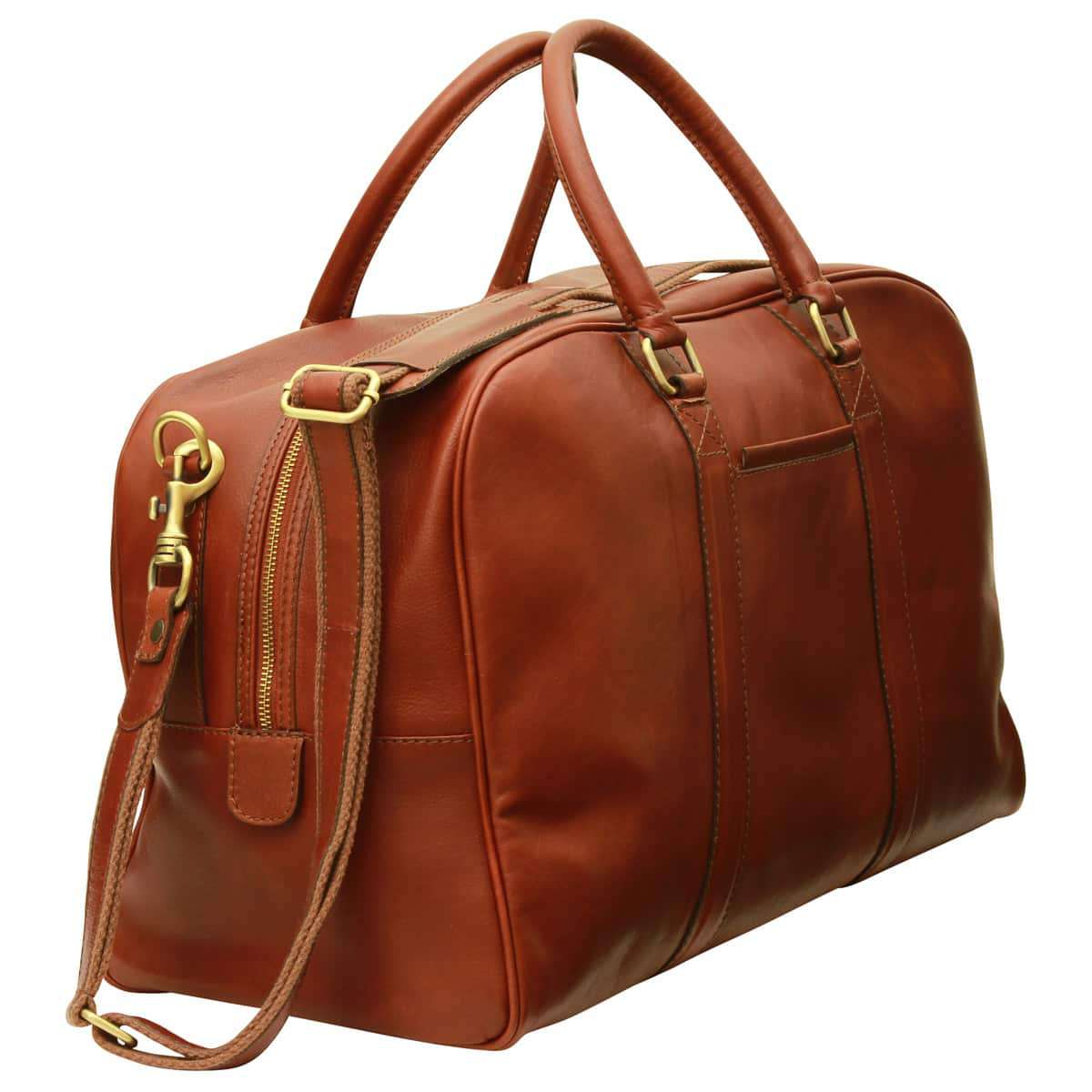Soft Calfskin Leather Travel Bag - Mahogany Brown