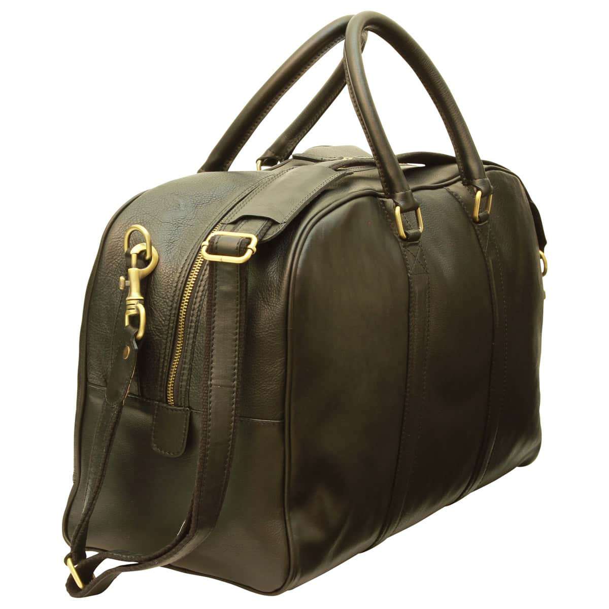 Soft Calfskin Leather Travel Bag - Black