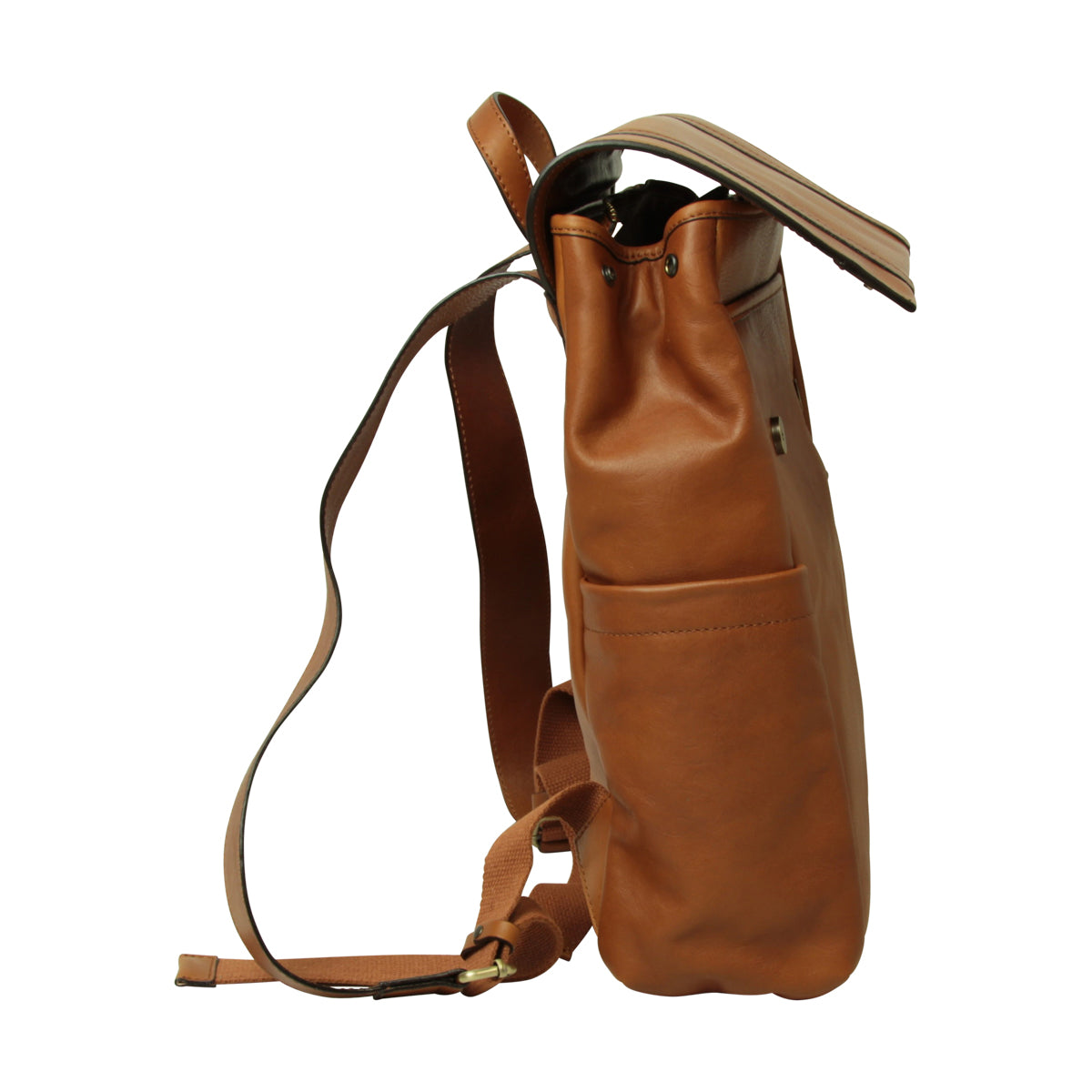 Leather Laptop Backpack with Trolley Strap - Gold