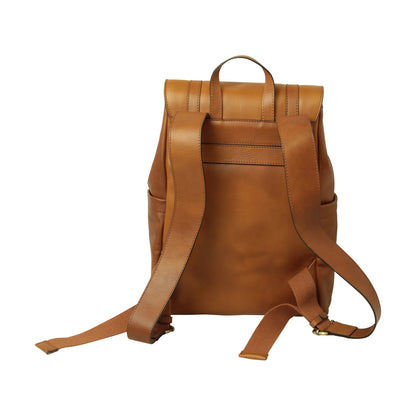 Leather Laptop Backpack with Trolley Strap - Gold