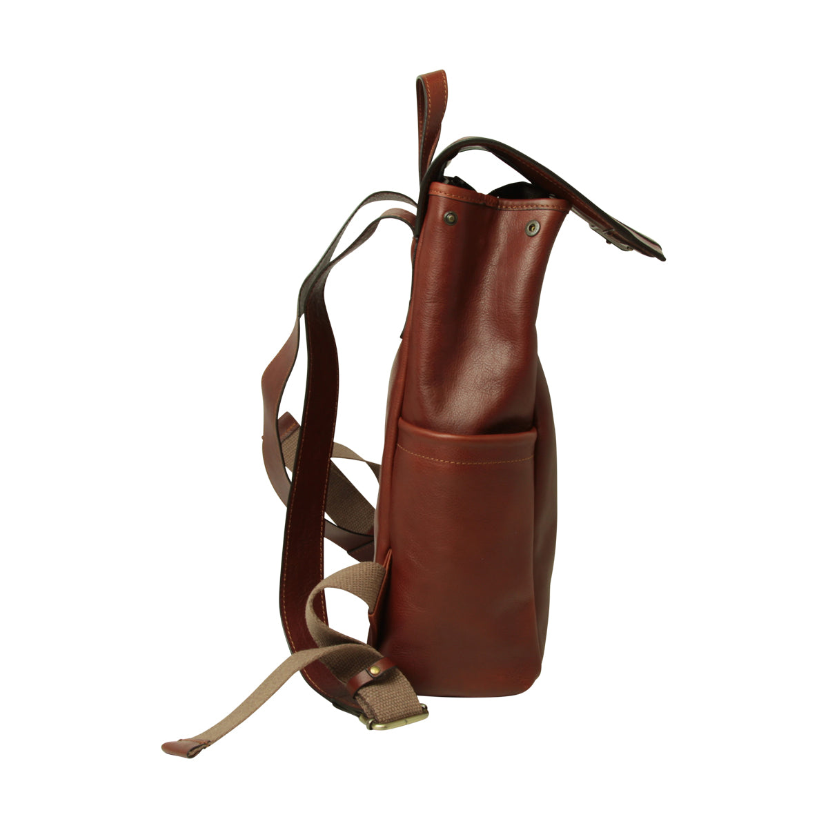 Leather Laptop Backpack with Trolley Strap-  Mahogany Brown