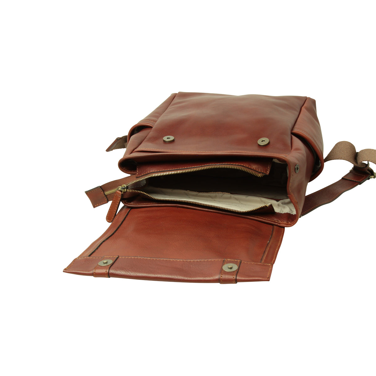 Leather Laptop Backpack with Trolley Strap-  Mahogany Brown