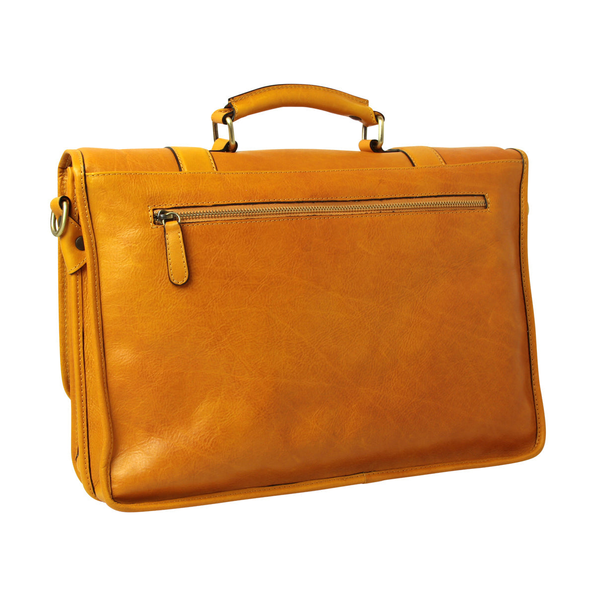 Soft Calfskin Leather Briefcase With Shoulder Strap