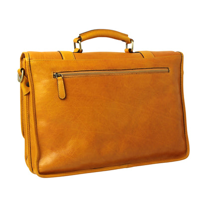 Soft Calfskin Leather Briefcase With Shoulder Strap