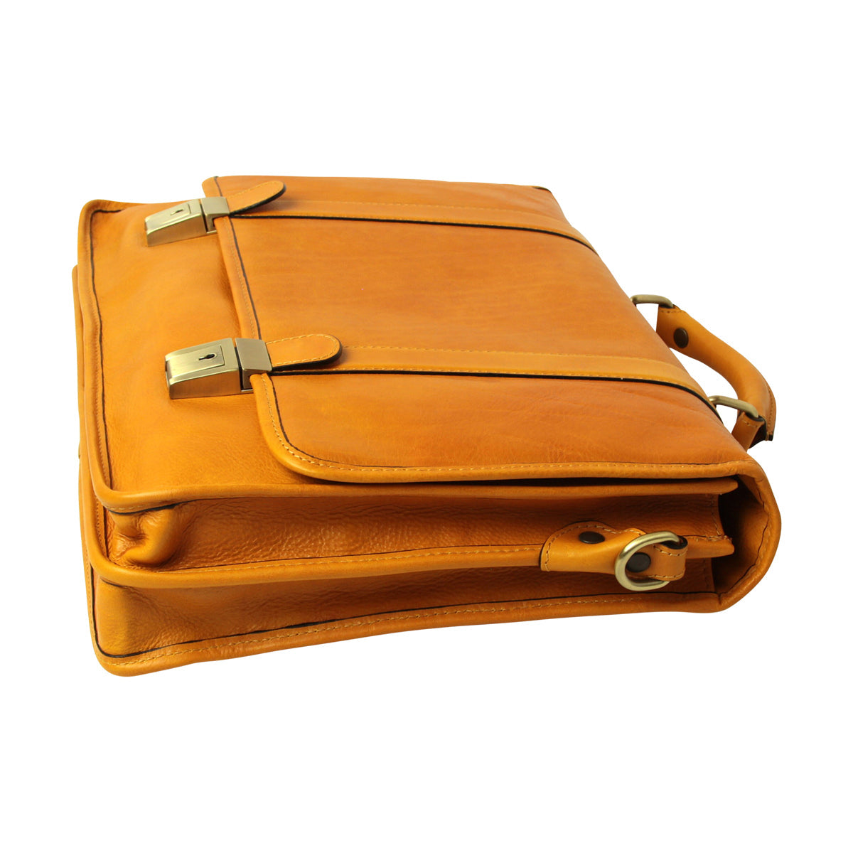 Soft Calfskin Leather Briefcase With Shoulder Strap