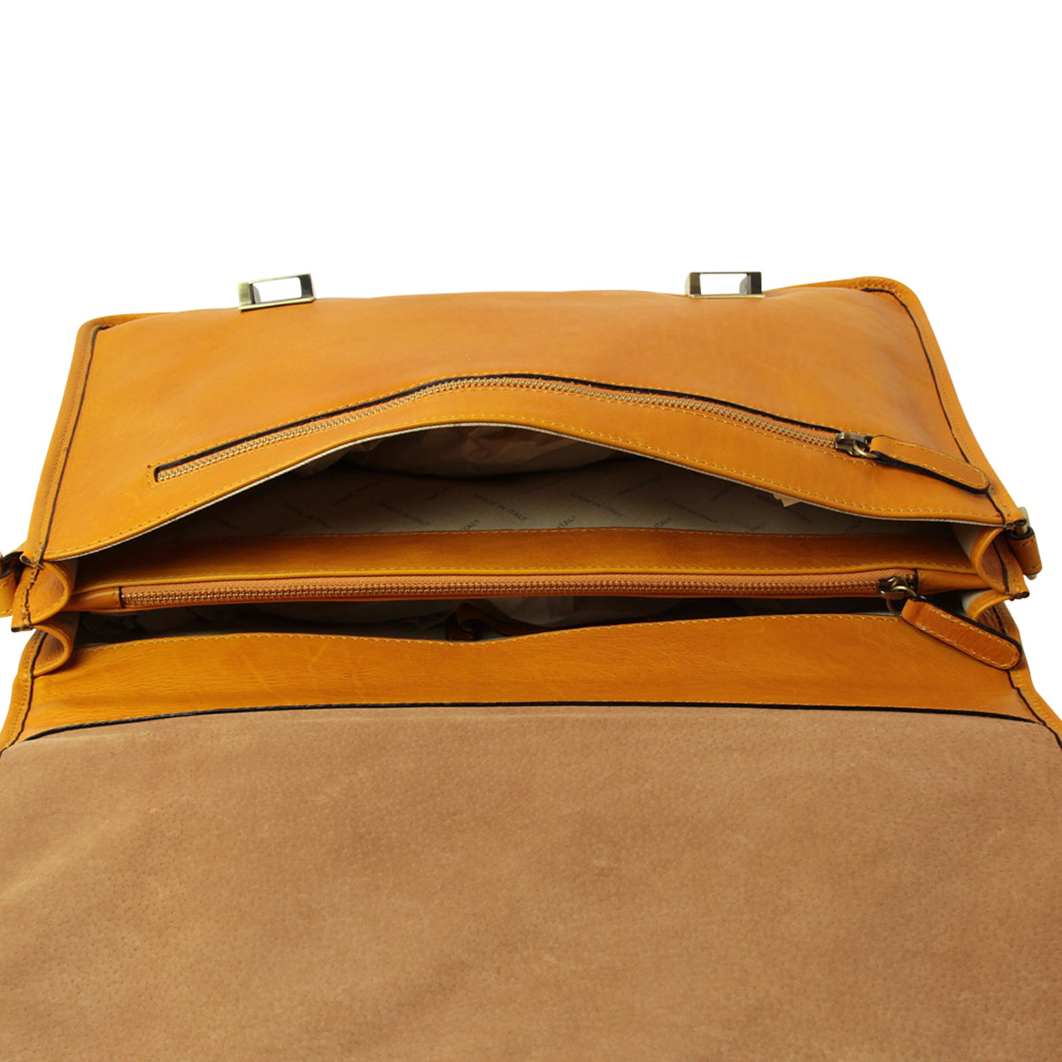 Soft Calfskin Leather Briefcase With Shoulder Strap