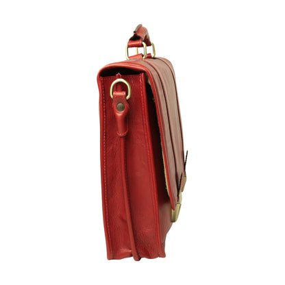 Calfskin Leather Briefcase-Red