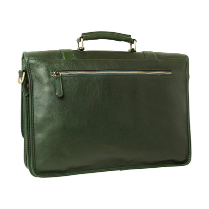 Calfskin Leather Briefcase-Green