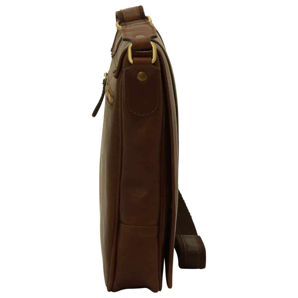 Soft Calfskin Leather Satchel Bag - Dark Brown