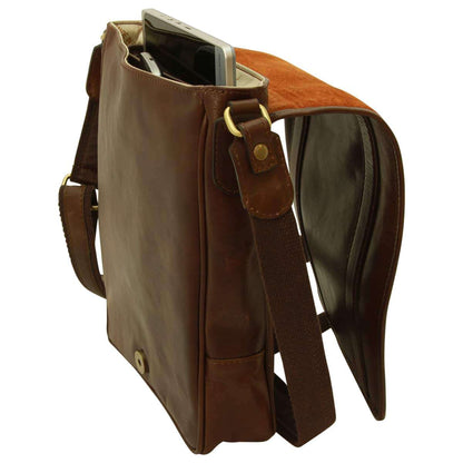 Soft Calfskin Leather Satchel Bag - Dark Brown