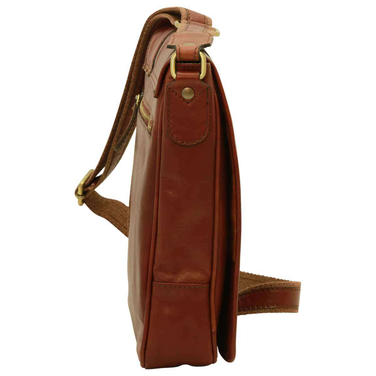 Soft Calfskin Leather Satchel Bag - Mahogany Brown