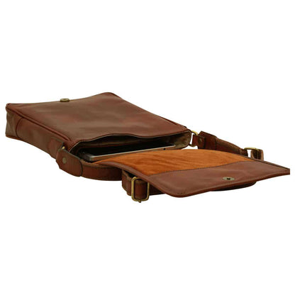 Soft Calfskin Leather Satchel Bag - Mahogany Brown