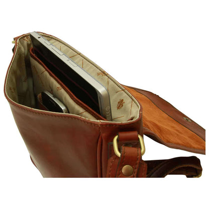 Soft Calfskin Leather Satchel Bag - Mahogany Brown