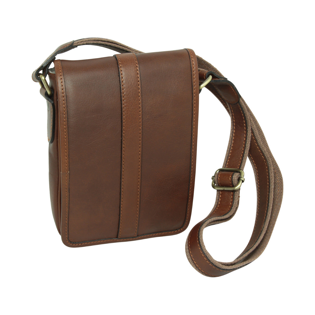 Leather Shoulder Bag Mens in chestnut Leather
