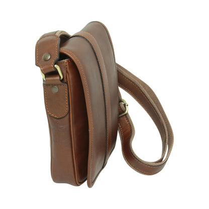 Leather Shoulder Bag Mens in chestnut Leather