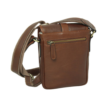Leather Shoulder Bag Mens in chestnut Leather