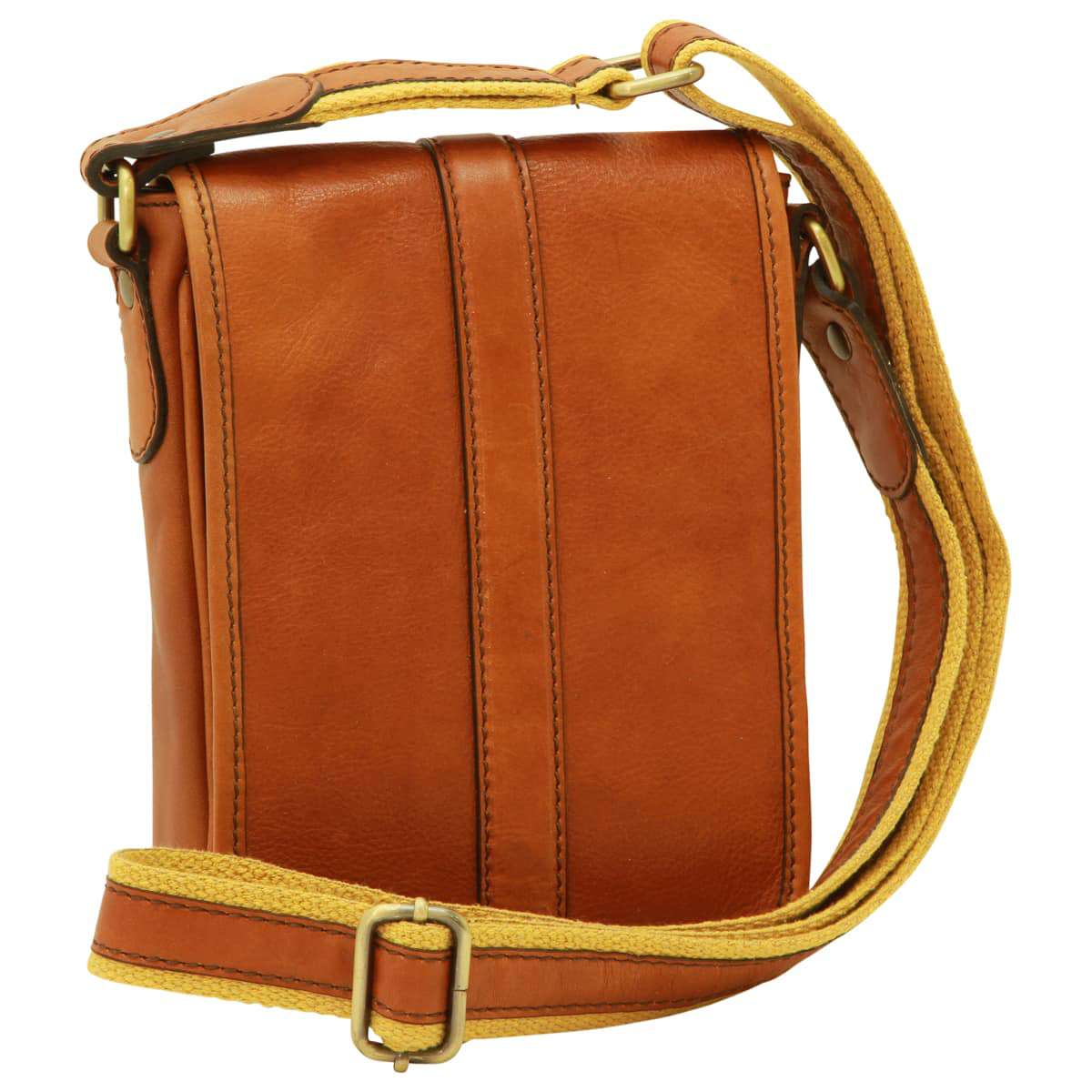 Leather Shoulder Bag Mens in Gold Leather