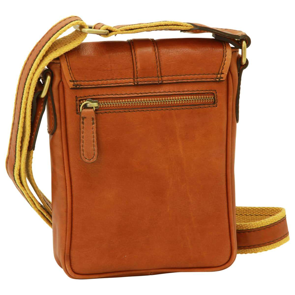 Leather Shoulder Bag Mens in Gold Leather