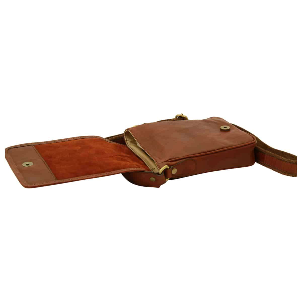 Leather Shoulder Bag Mens in Brown Leather