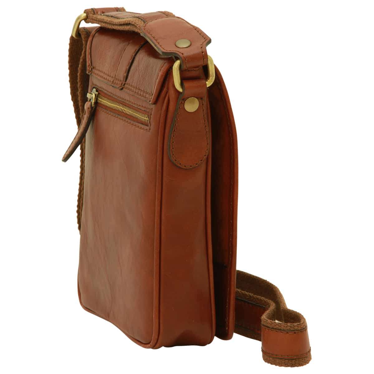 Leather Shoulder Bag Mens in Brown Leather
