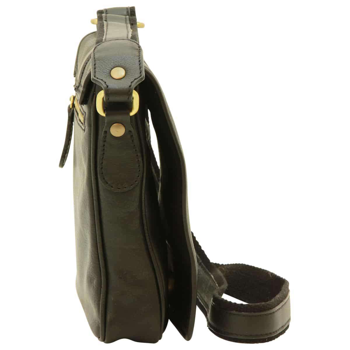 Leather Shoulder Bag Mens in black Leather