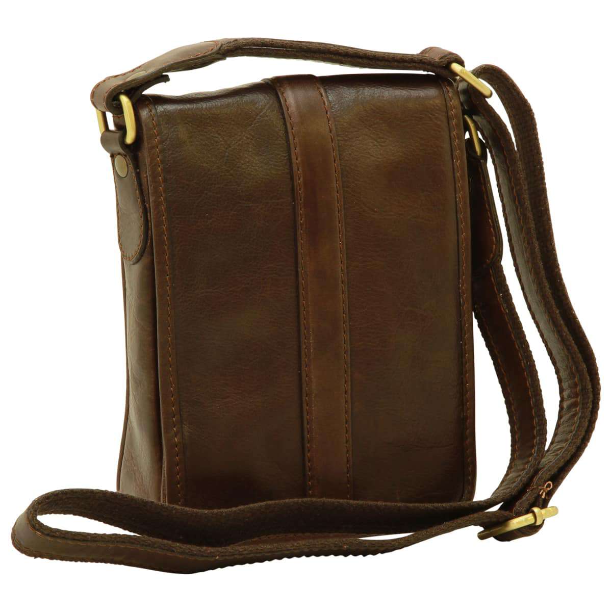 Leather Shoulder Bag Mens in Dark Brown Leather