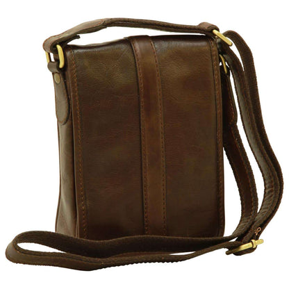 Leather Shoulder Bag Mens in Dark Brown Leather