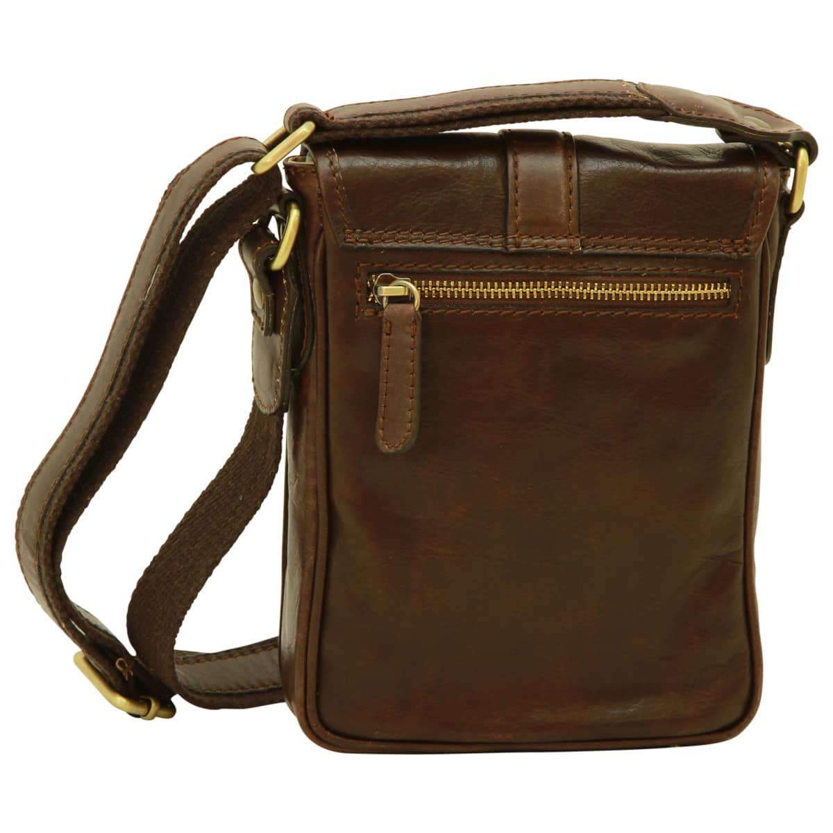 Leather Shoulder Bag Mens in Dark Brown Leather