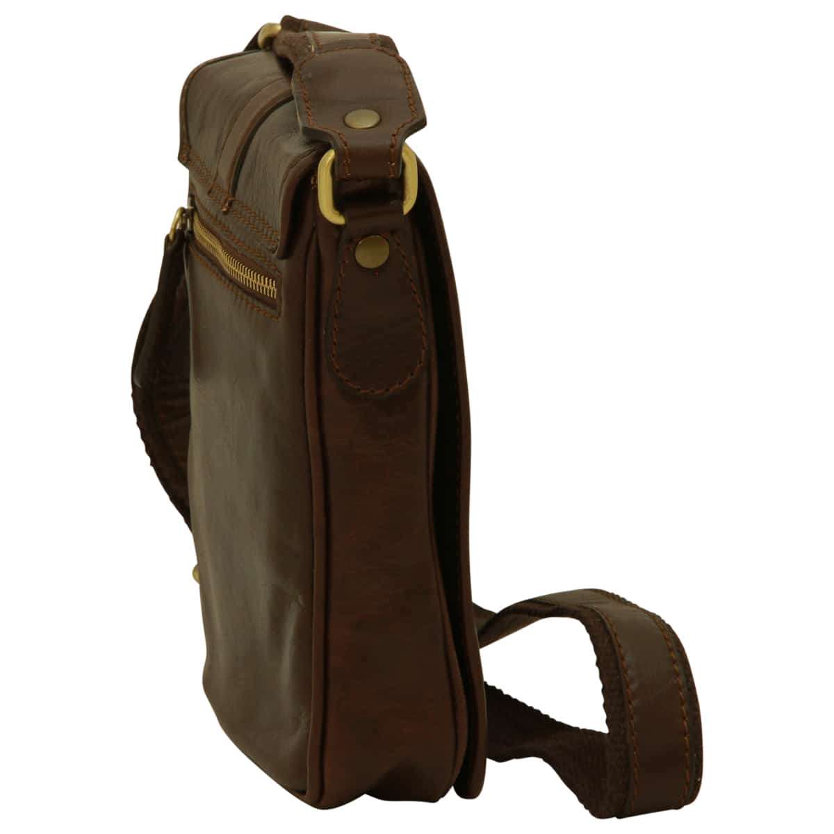 Leather Shoulder Bag Mens in Dark Brown Leather