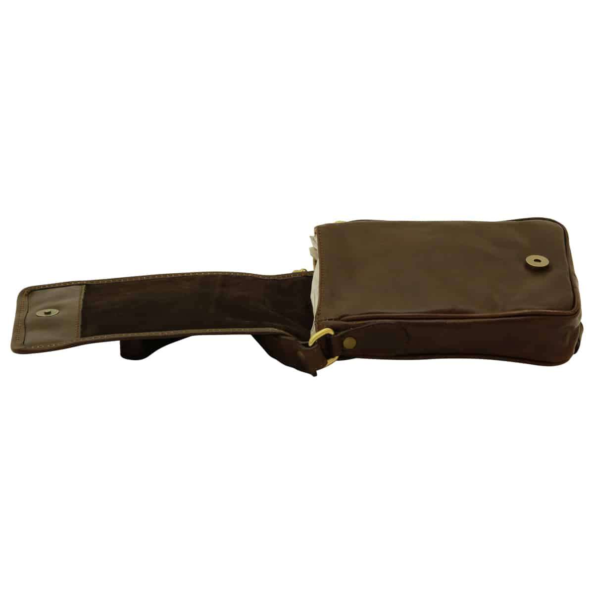 Leather Shoulder Bag Mens in Dark Brown Leather