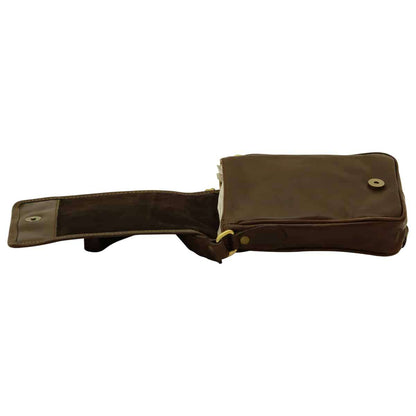 Leather Shoulder Bag Mens in Dark Brown Leather